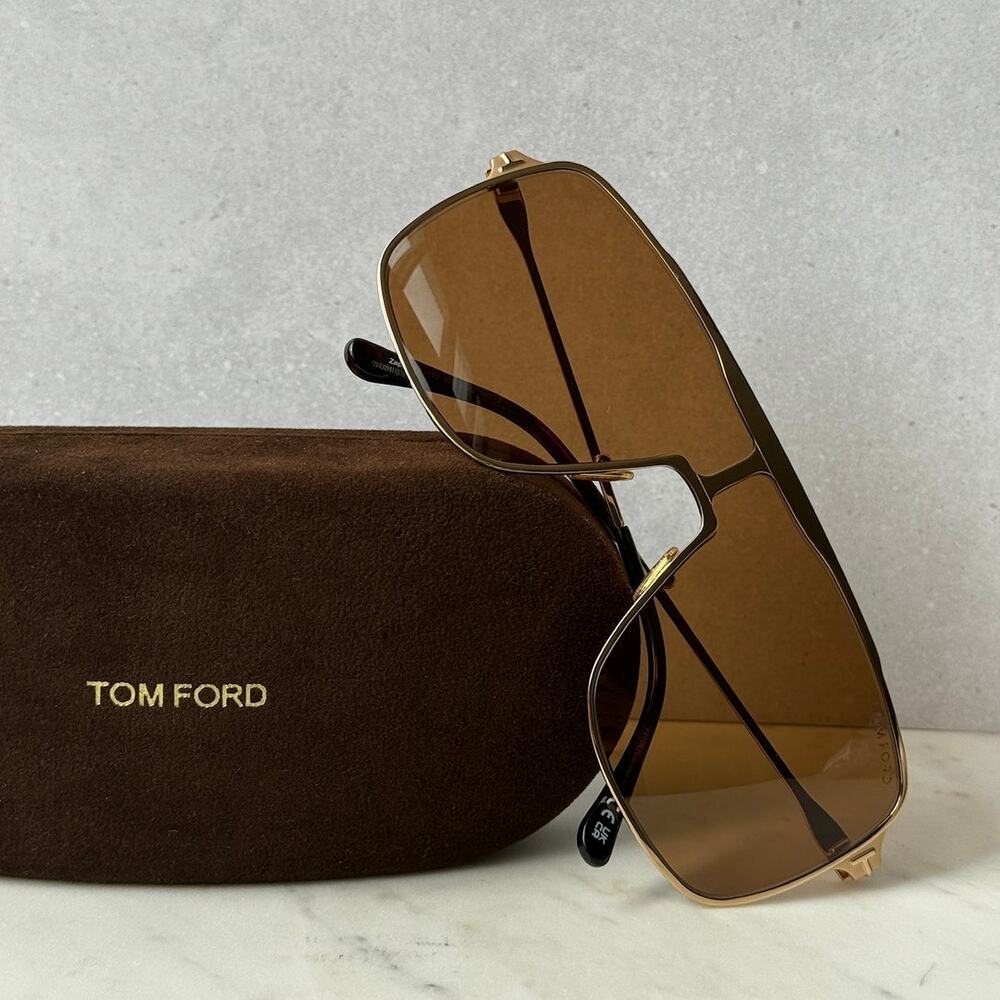 NEW Tom Ford Zappa FT1173 Shield Sunglasses in Gold $565
